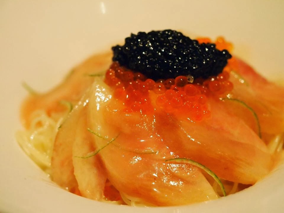 カッペリーニ~2種類のキャビアと桃の冷製パスタ~
