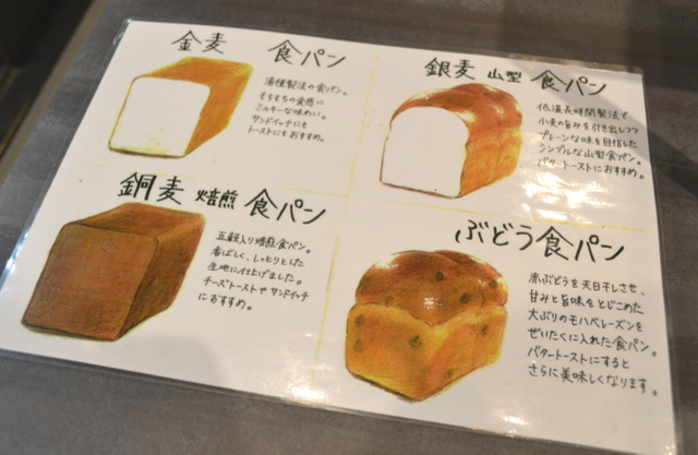 食パン4種類はイラストで商品説明